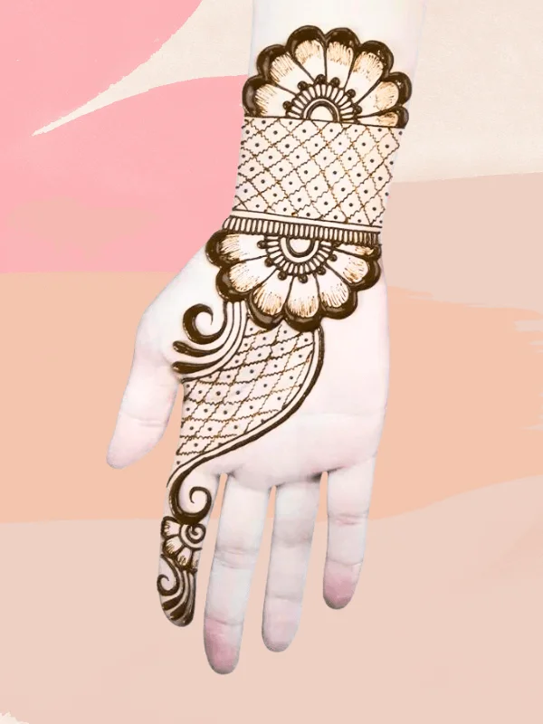 A canvas of elegance Front hand adorned with simple mehndi