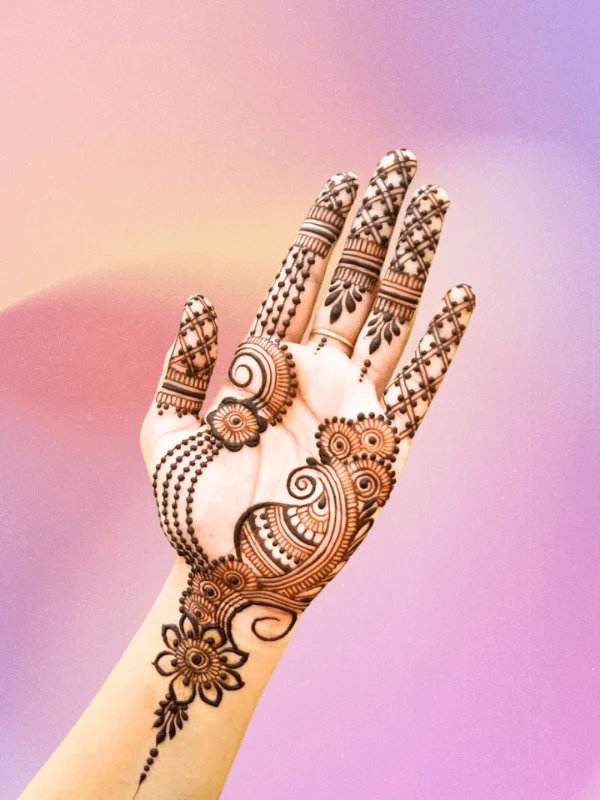 Beautiful front hand simple mehndi design for festive occasions
