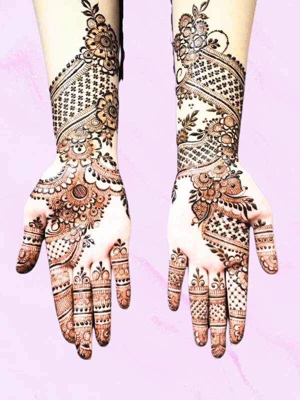 Celebrating traditions with a front hand simple mehndi masterpiece