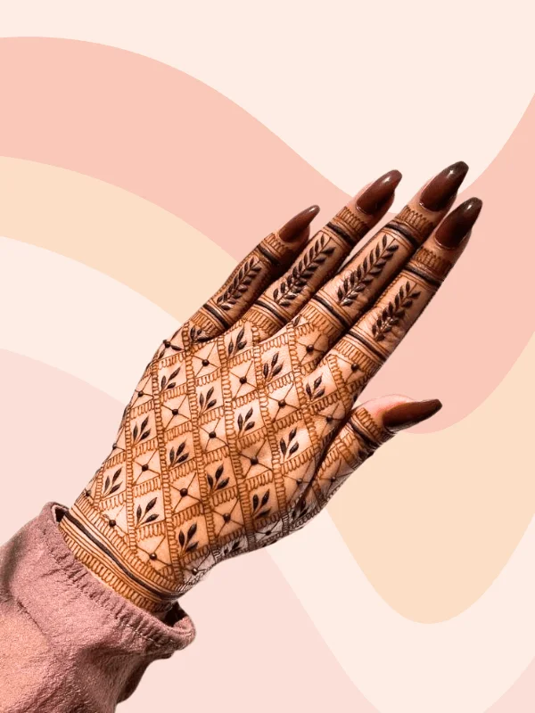 Must-try simple mehndi design for front hand – 2023 edition