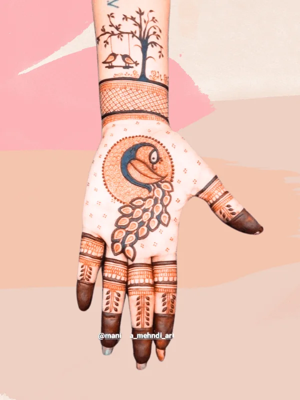 The allure of a well-balanced front hand simple mehndi pattern